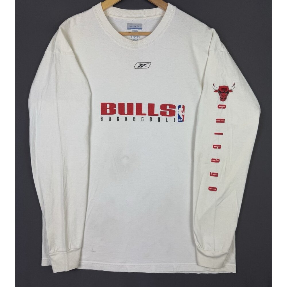 Vintage Y2K NBA Chicago Bulls Basketball Longsleeve Shirt Promo Reebok White Tee
